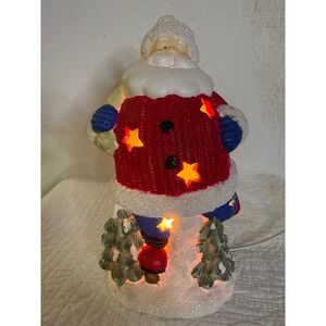 Vintage Light Up Santa Claus Christmas Decoration with Trees and Festive Glow